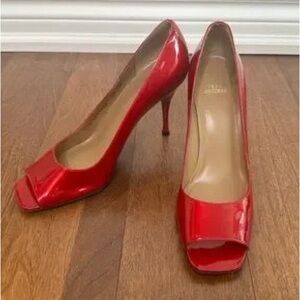 Elegant Red Peep-Toe Heels